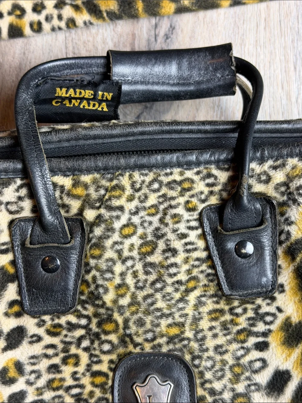 Rare Vintage Levy’s Leather Leopard Print Travel Messenger Bag